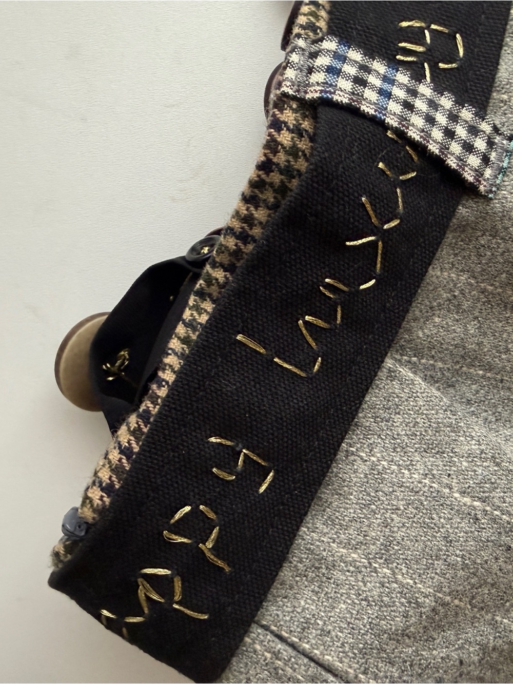 Desigual Gray and Black A-Line Button-Embellished Skirt Embroidered Beaded XS - Picture 9 of 10